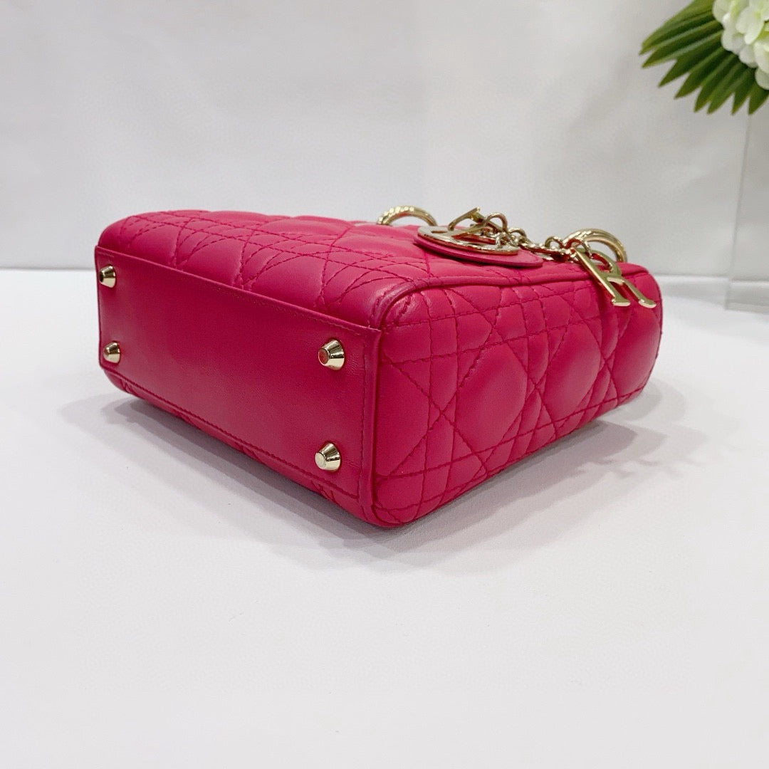 Dior - Lady Dior Mini - Lambskin leather - Pink - (Mini)