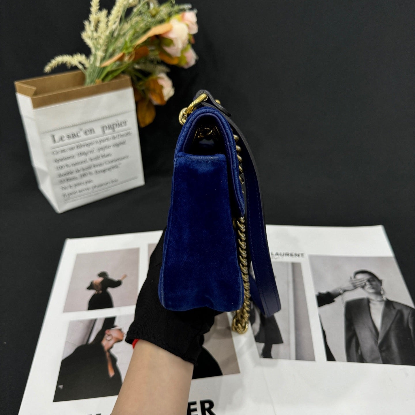 Gucci - GG Marmont Mini - Velvet - Blue - (mini)