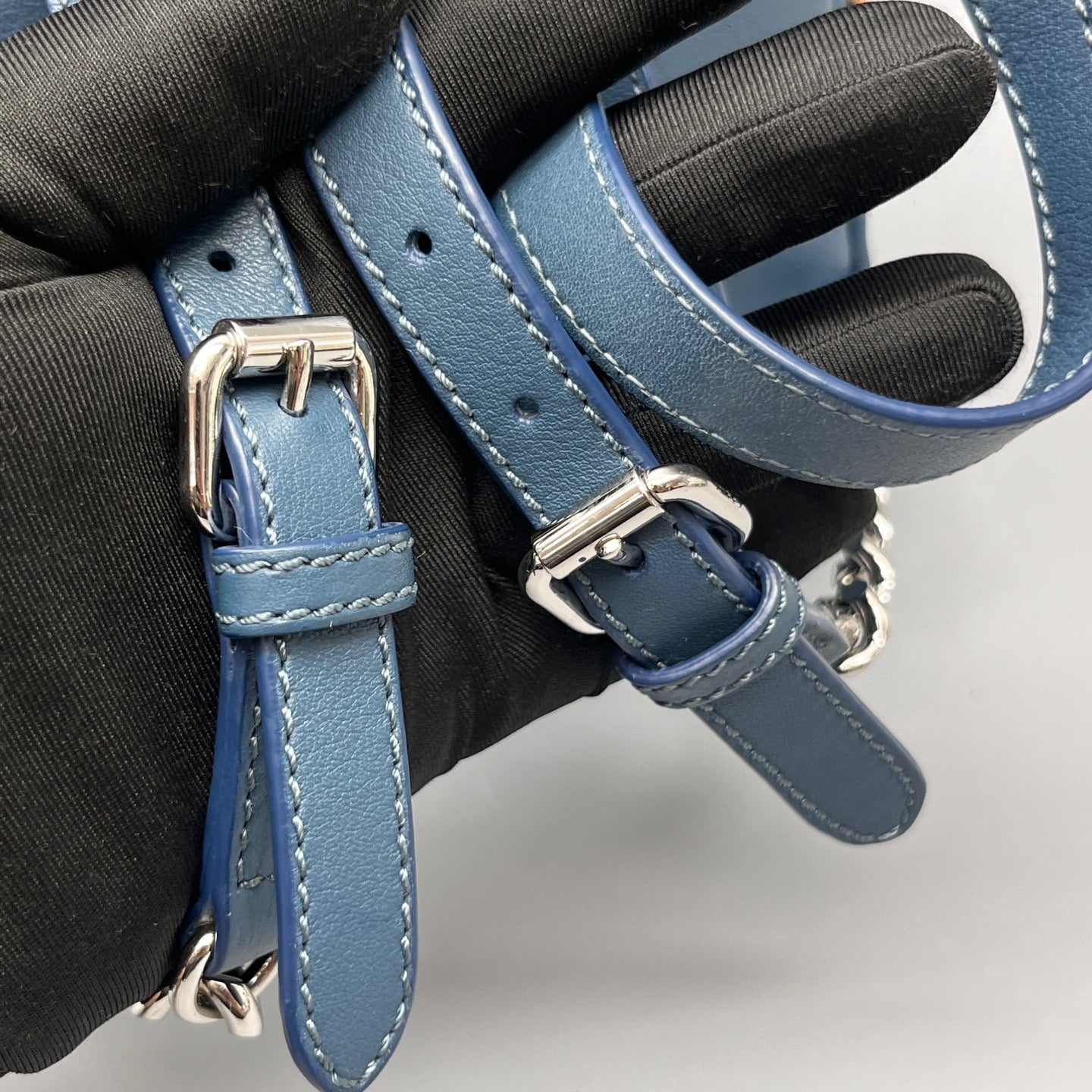 Fendi - Floral Studded Backpack (Model: 8BZ039-84T) - Leather - Navy - (mini)