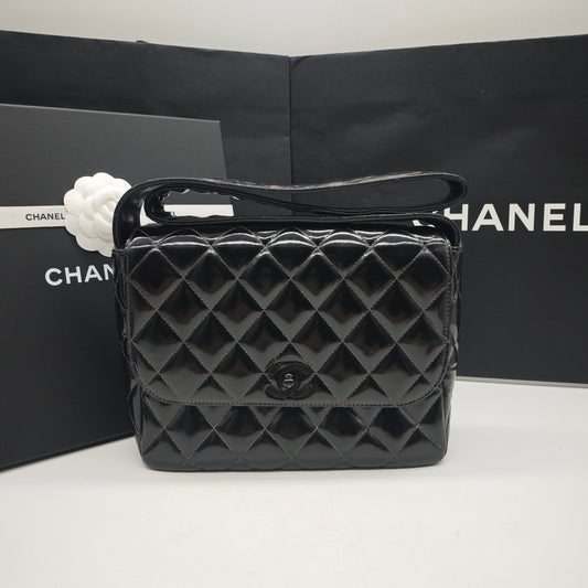 Chanel - Vintage Camera Shoulder Bag - Patent leather - Black - (small)