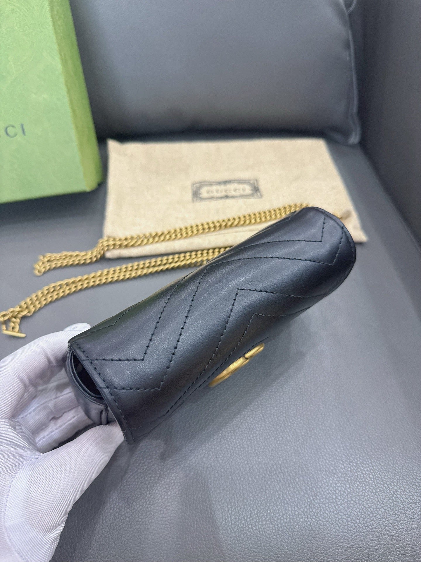 Gucci - Marmont Mini Flap Bag - Leather - Black - (mini)