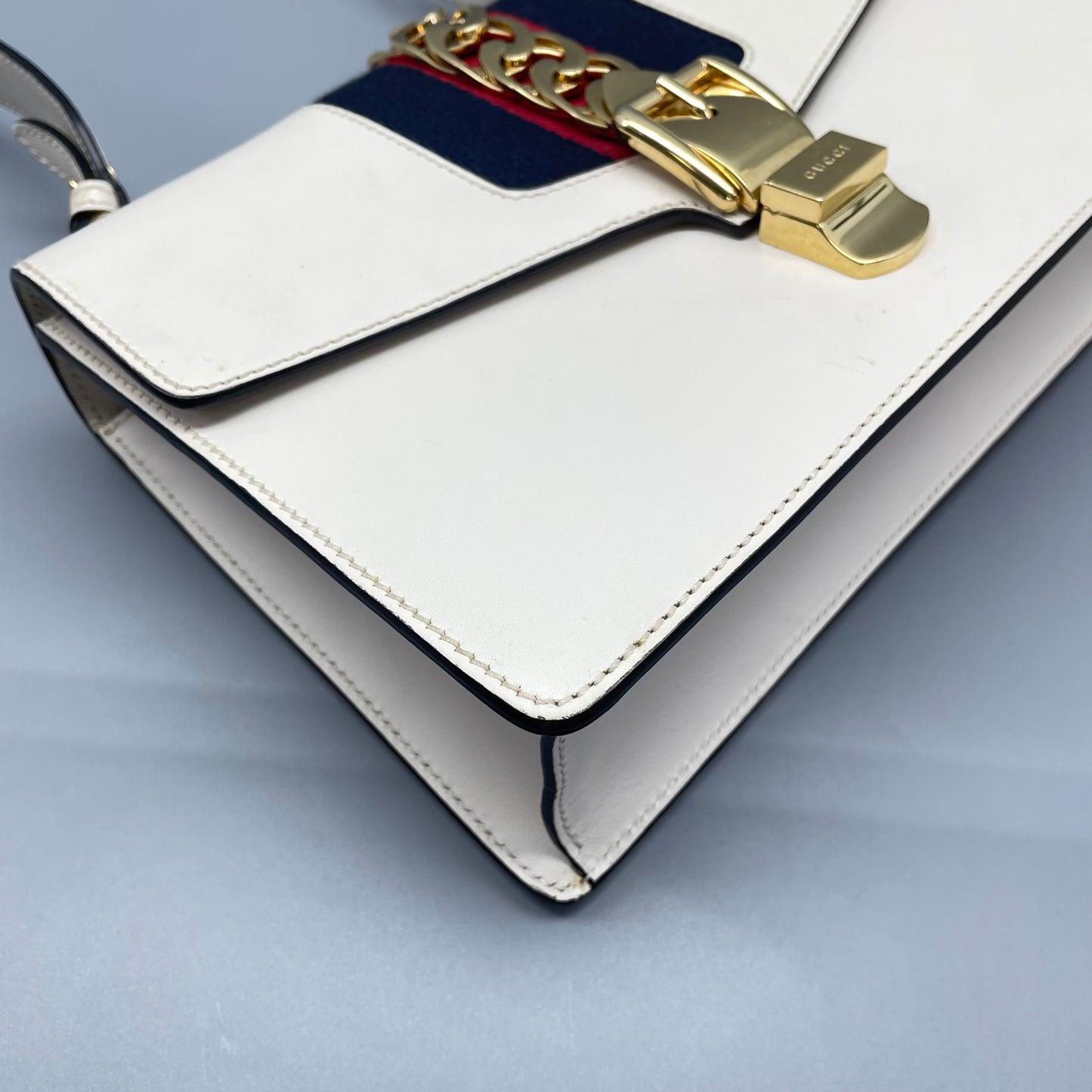Gucci - Sylvie - Leather and Fabric - White with Red and Blue accents - (Medium)