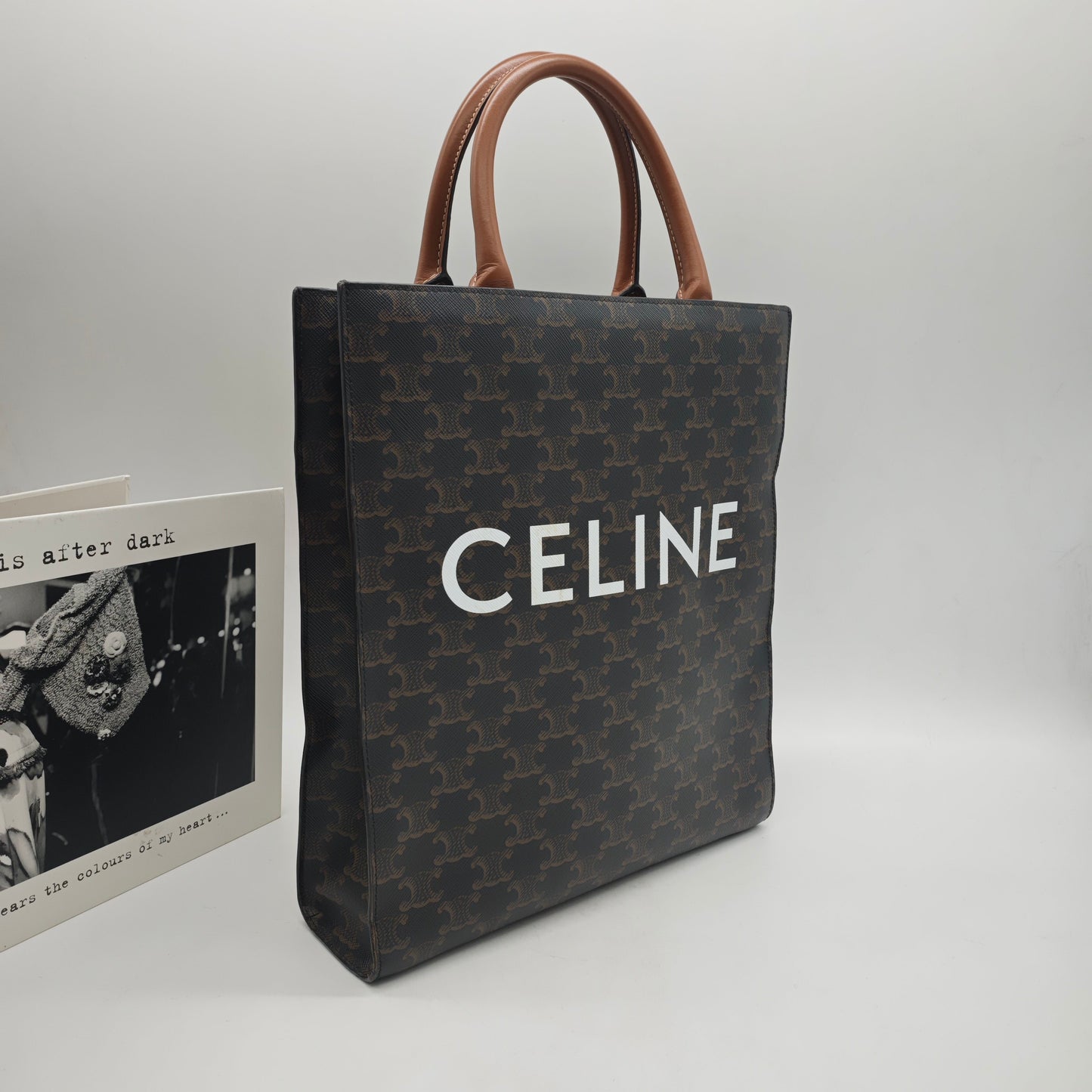 Celine - Triomphe Vertical Cabas Tote - Coated Canvas and Leather - Brown - (medium)