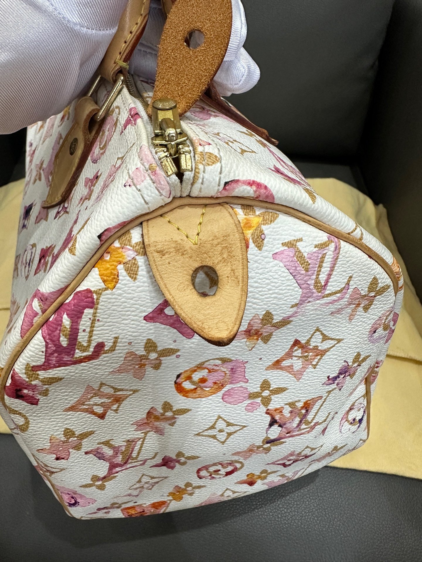 Louis Vuitton - Speedy 30 Watercolor - Coated canvas and Vachetta leather - White with Multicolour print - (medium)
