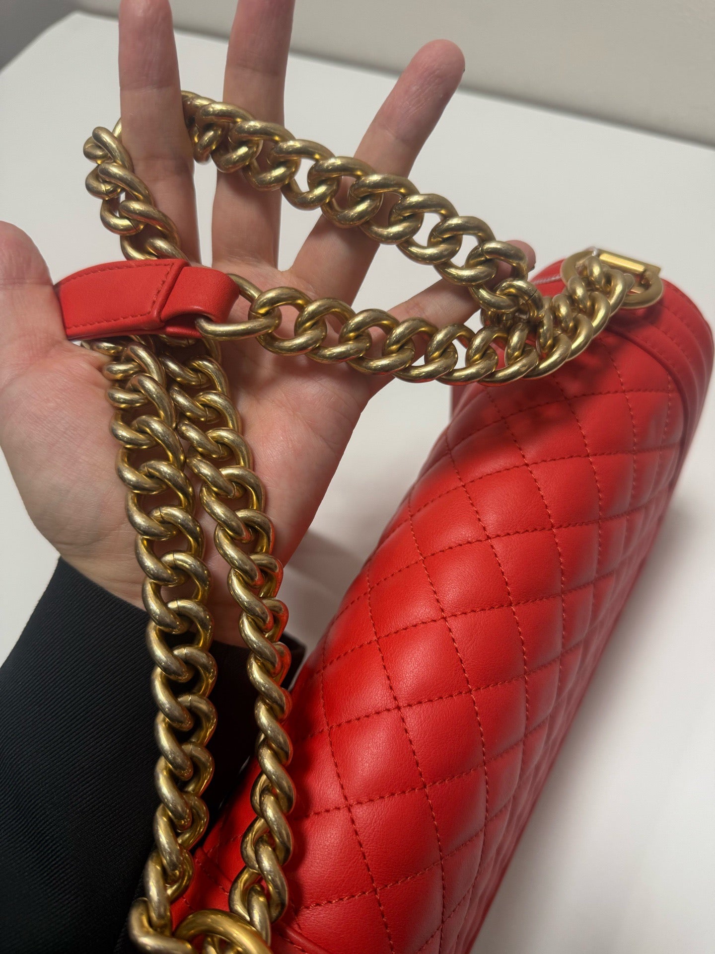 Chanel - Boy Bag - Lambskin leather - Orange - (Medium)