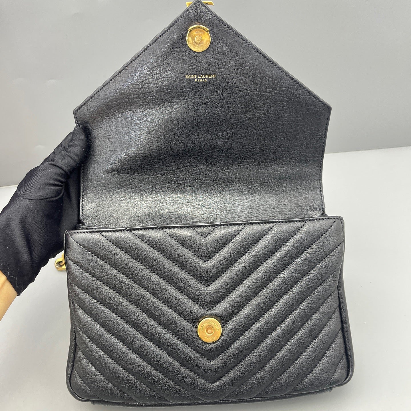 Saint Laurent - Collège Monogram Messenger Bag - Calfskin leather - Black - (medium)