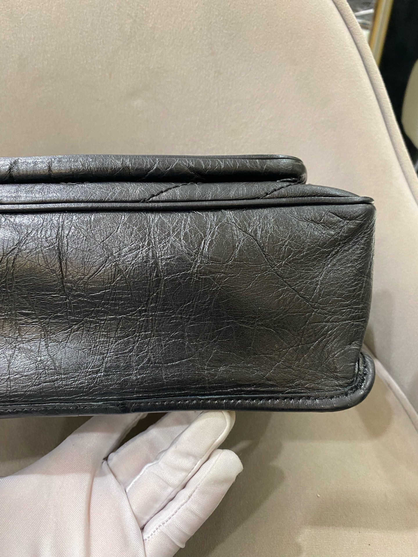 Saint Laurent - Niki Medium Chain Bag - Aged crinkled calfskin leather - Black - (Medium)