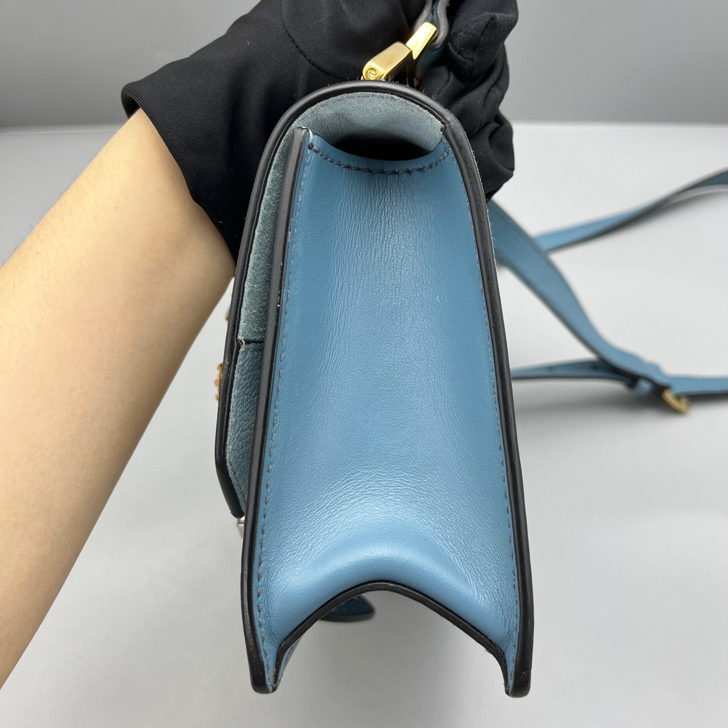 Miu Miu - Jewel Shoulder Bag - Grained leather exterior, suede interior flap, satin lining - Pale Blue - (Small)