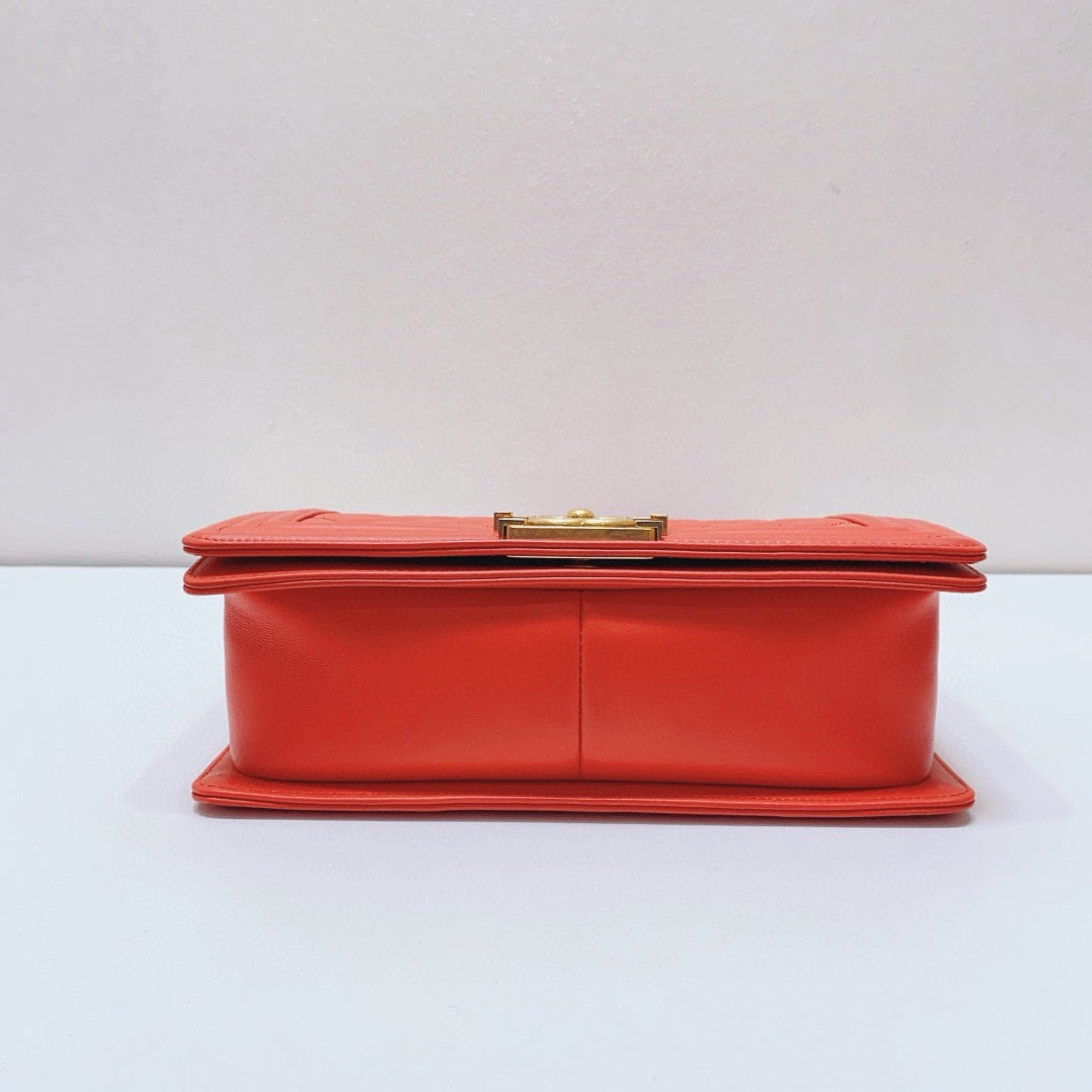 Chanel - Boy Bag - Lambskin leather - Orange - (Medium)