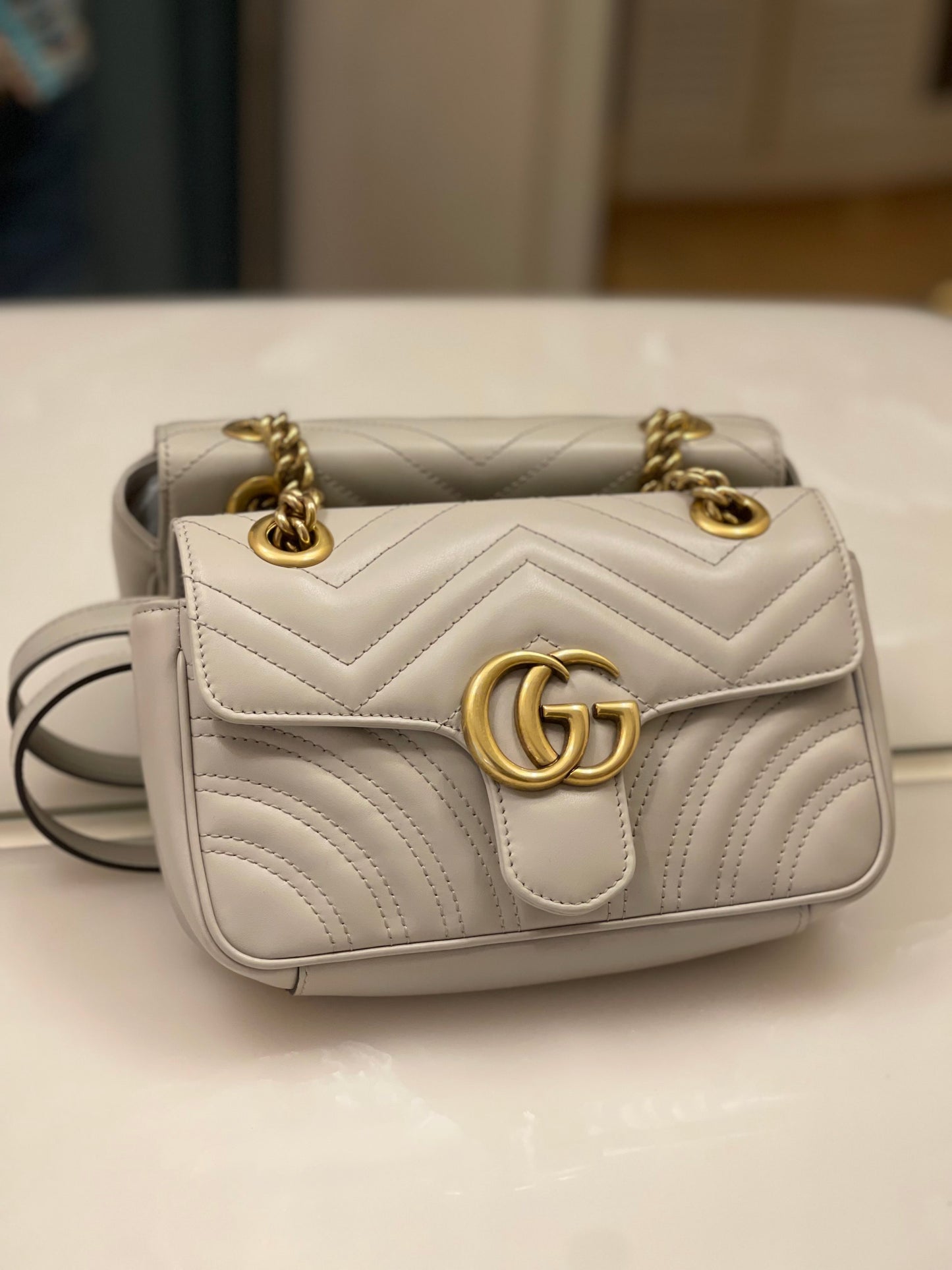 Gucci - GG Marmont Matelassé Mini Shoulder Bag - Leather - Grey - (mini)