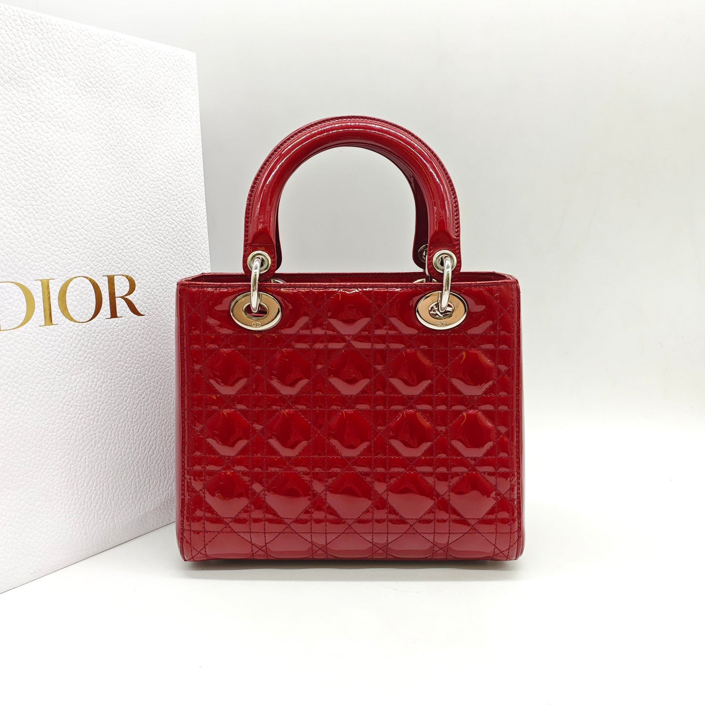 Dior - Lady Dior Medium - Patent leather - Red - (medium)