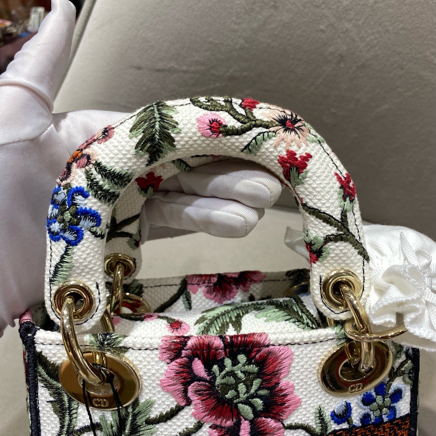 Dior - Lady D-Lite - Embroidered canvas - White with Multicolour embroidery - (Mini)