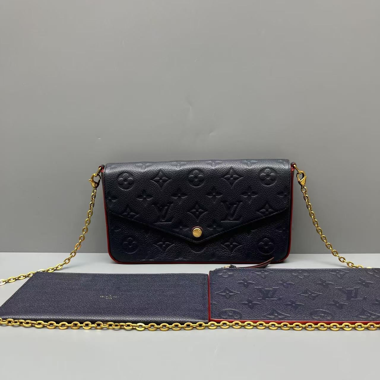 Louis Vuitton - Pochette Félicie - Monogram Empreinte leather - Navy with Red trim - (mini)