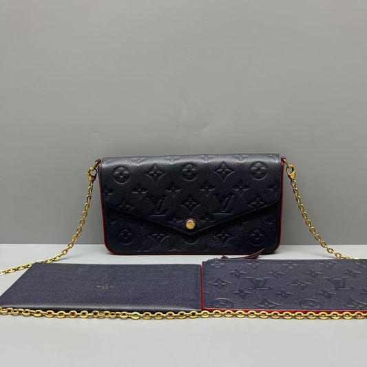 Louis Vuitton - Pochette Félicie - Monogram Empreinte leather - Navy with Red trim - (mini)