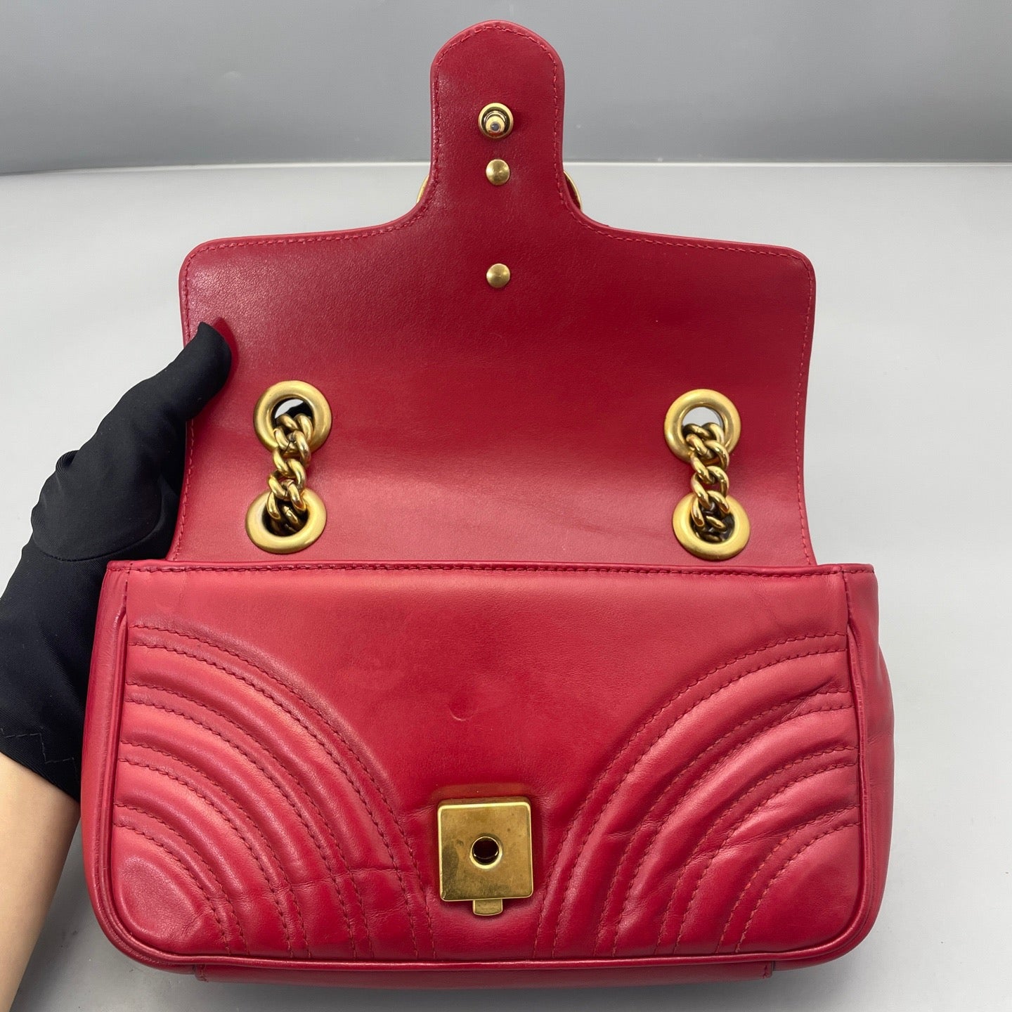 Gucci - GG Marmont Matelassé Mini Bag - Leather - Red - (mini)