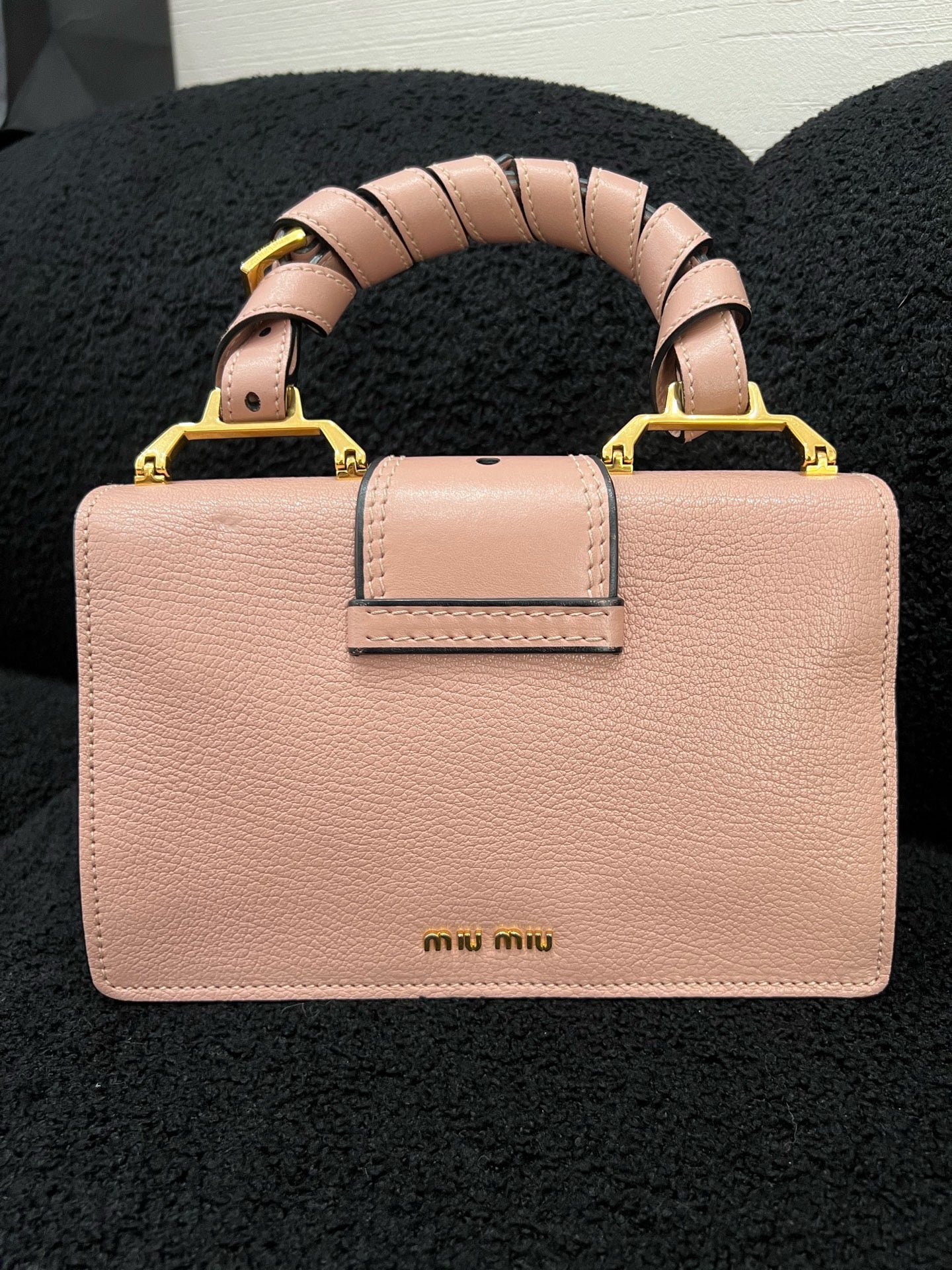 Miu Miu - Jeweled Buckle Shoulder Bag - Leather - Pink - (mini)