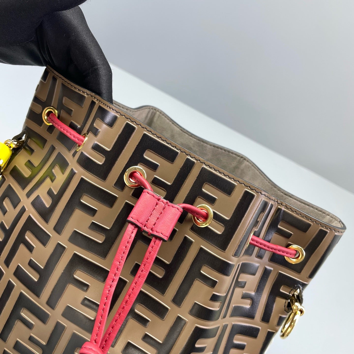 Fendi - Monogram Drawstring Bucket Bag - Leather - Brown - (medium)