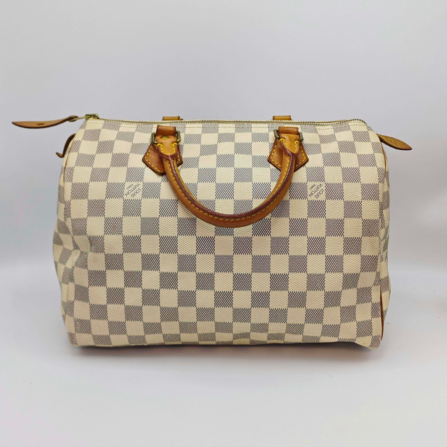 Louis Vuitton - Speedy 30 - Damier Azur coated canvas with natural cowhide leather trim - White - (Medium)