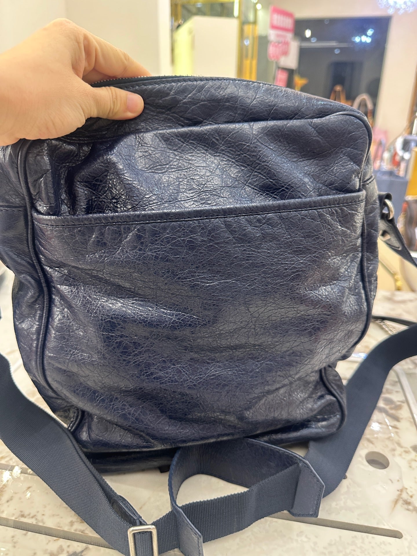 Balenciaga - Reporter Messenger Bag - Leather - Navy - (large)
