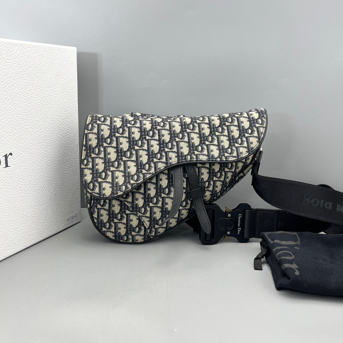 Dior - Saddle Belt Bag - Dior Oblique canvas with leather trim - Blue - (Small)
