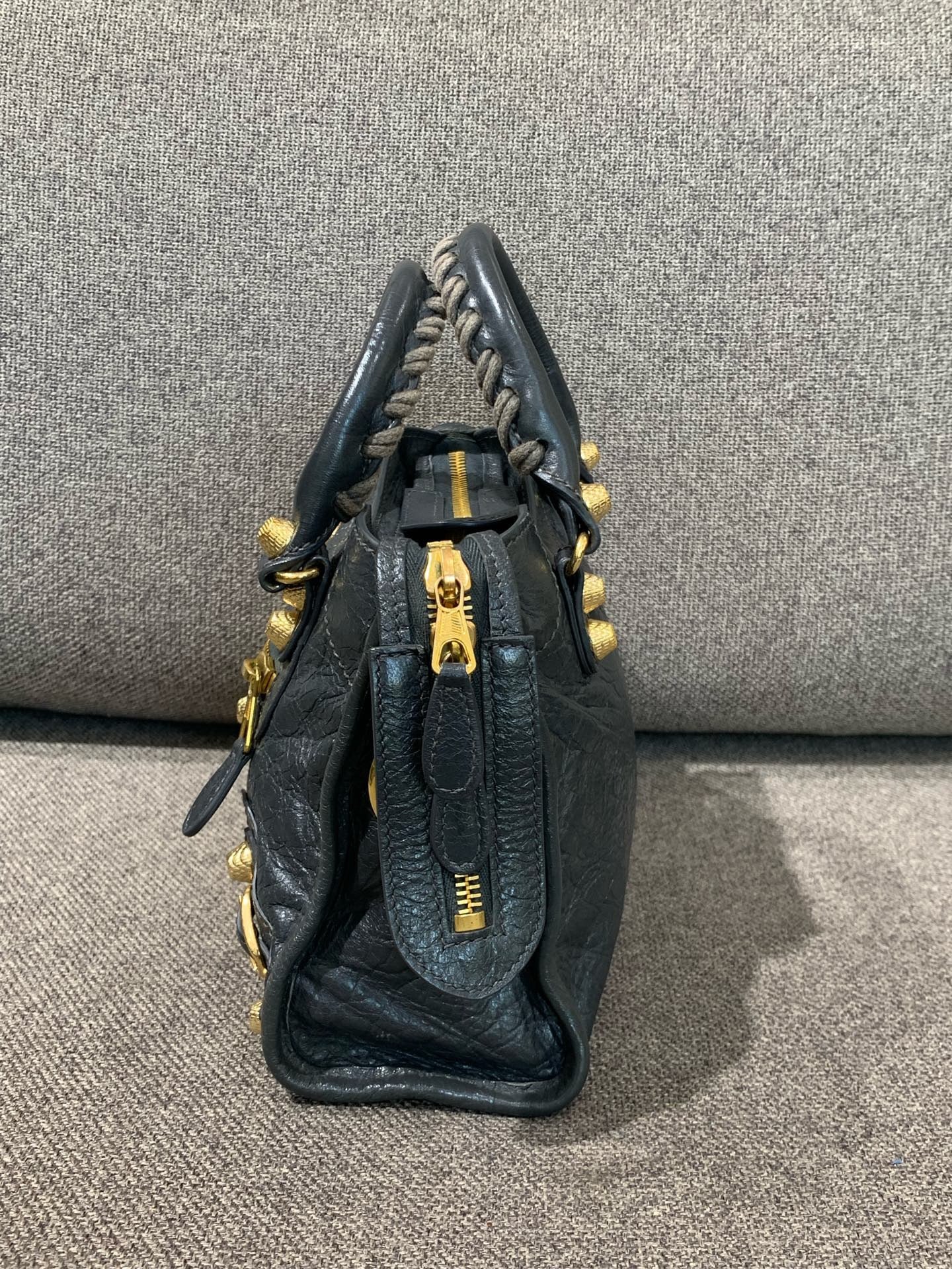 Balenciaga - Mini City (Motorcycle) - Distressed lambskin leather - Grey - (mini)
