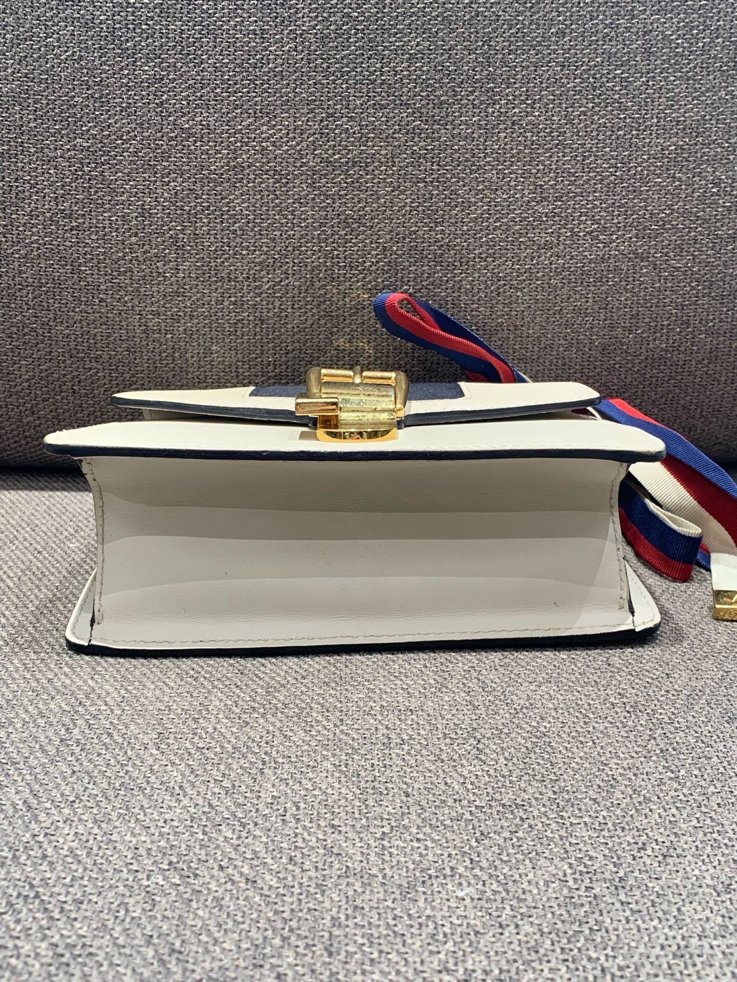 Gucci - Sylvie 1969 Mini Shoulder Bag - Smooth leather and Web fabric - White with Red and Navy Web - (mini)