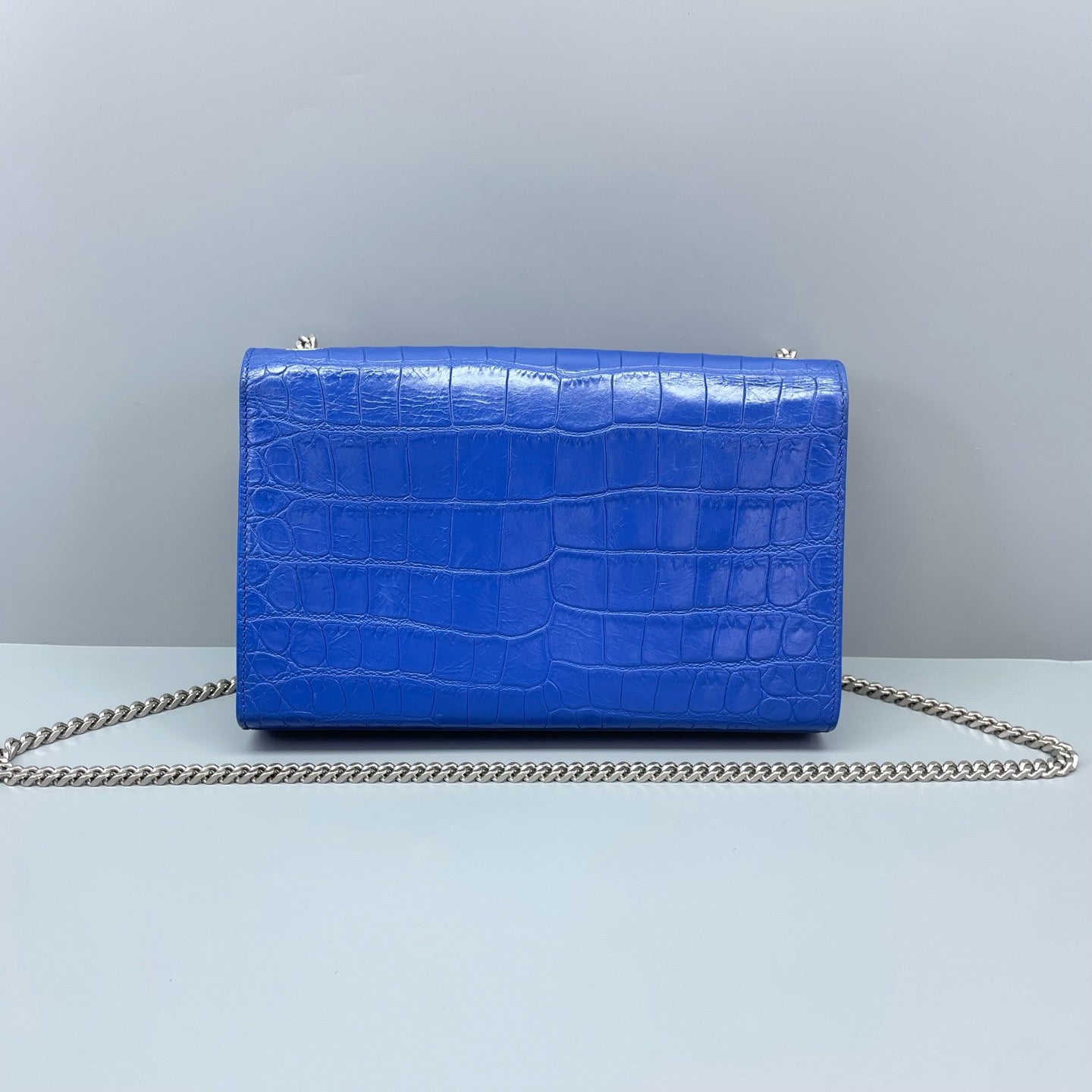 Saint Laurent - Kate Medium Chain Bag with Tassel - Calfskin leather with crocodile embossing - Blue - (medium)