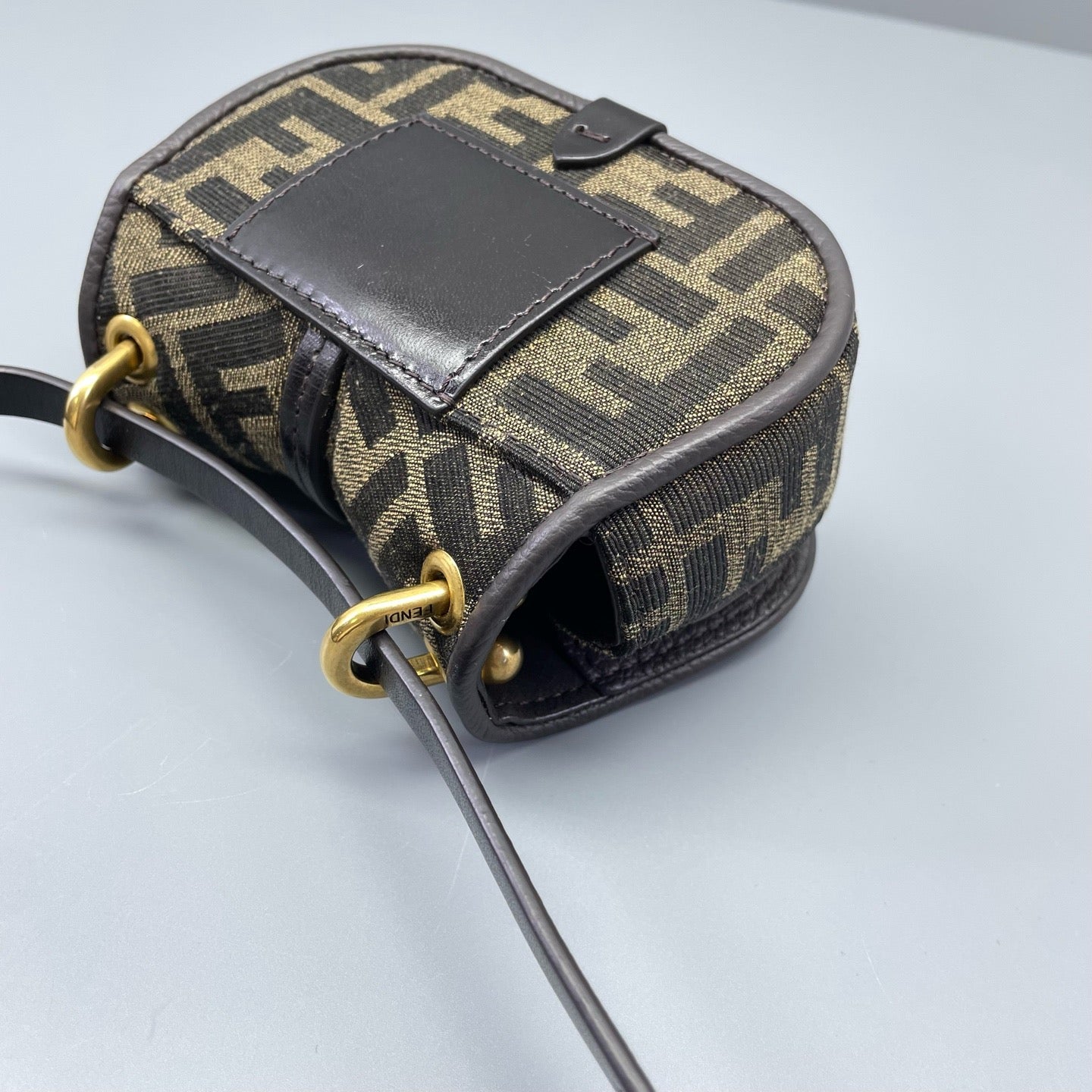 Fendi - Mini Saddle Bag - Zucca canvas with leather trim - Brown - (mini)