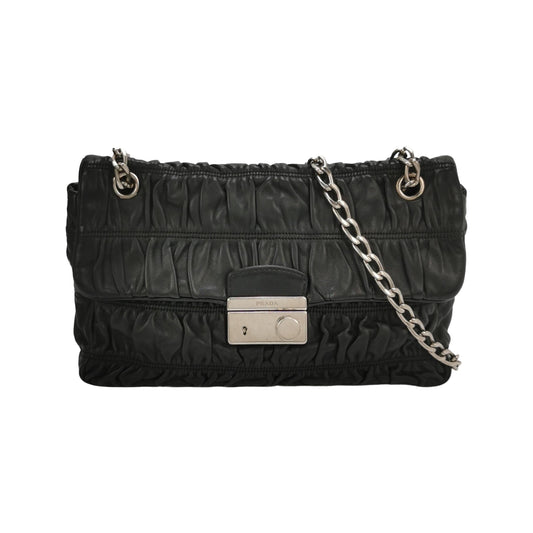 Prada - Nappa Gaufre Shoulder Bag - Nappa leather - Black - (medium)
