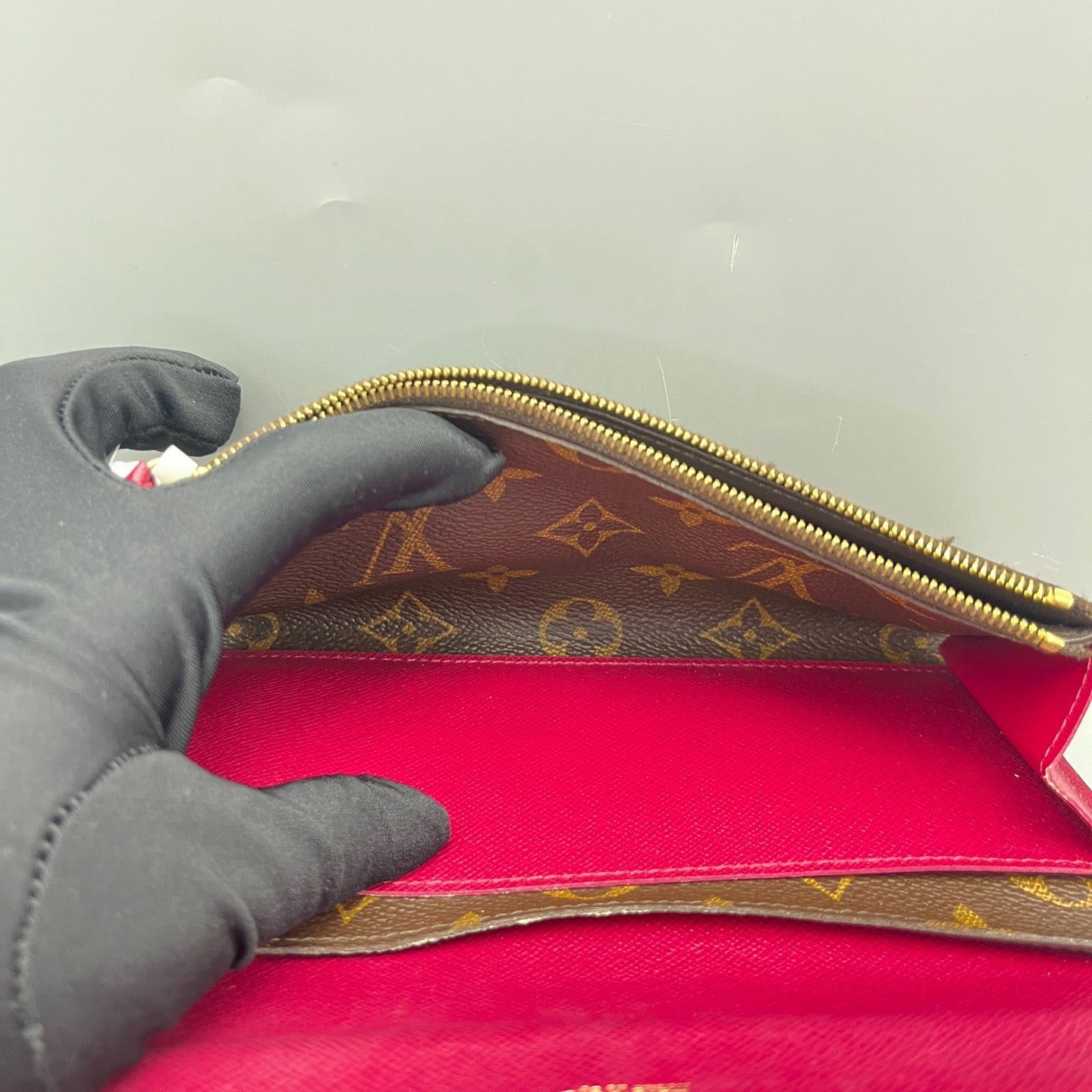 Louis Vuitton - Long Flap Wallet - Monogram coated canvas and cross-grain leather - Brown with Burgundy interior - (medium)