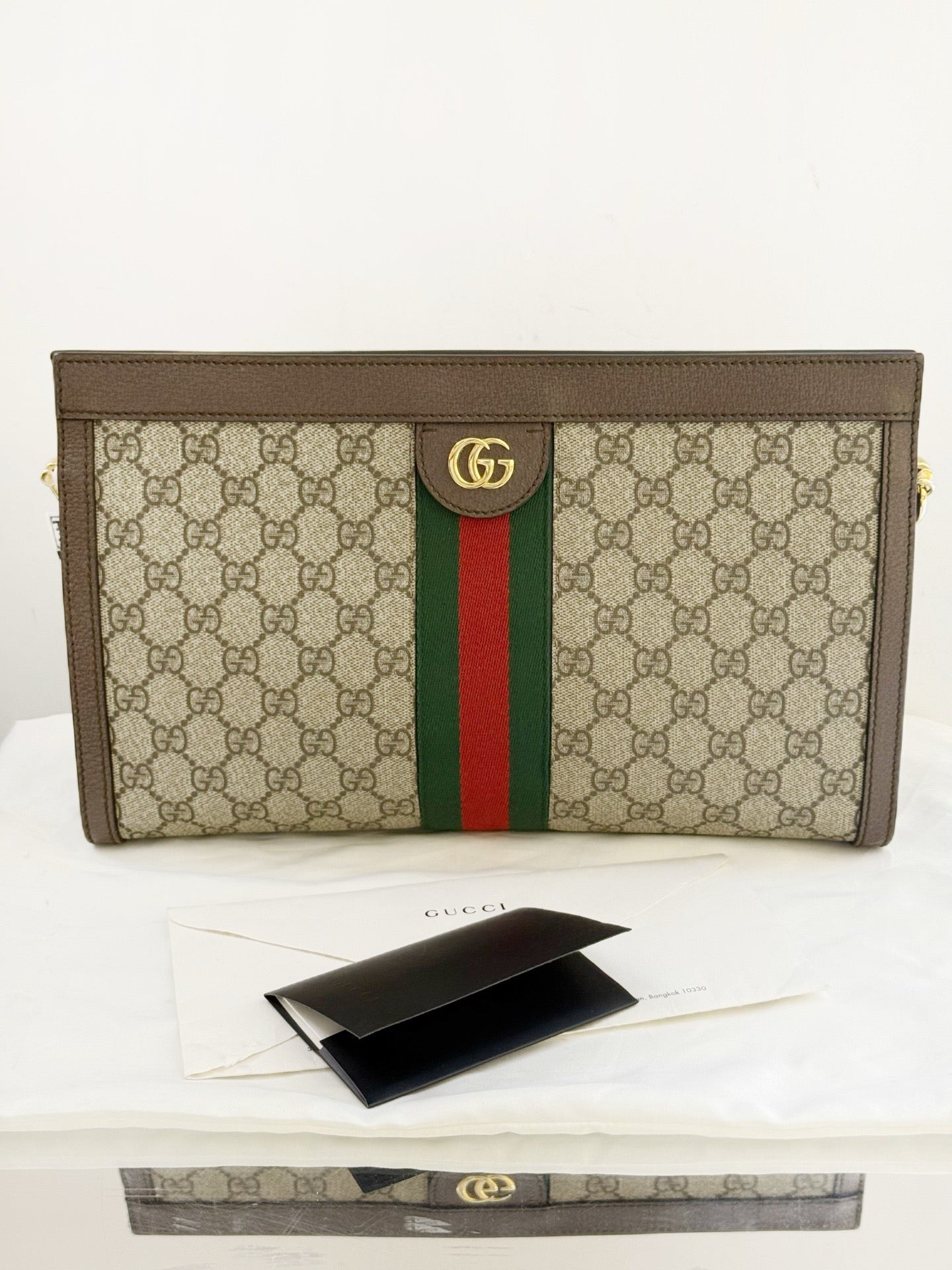 Gucci - Ophidia Large Clutch Bag - GG Supreme canvas with leather trim - Beige - (large)