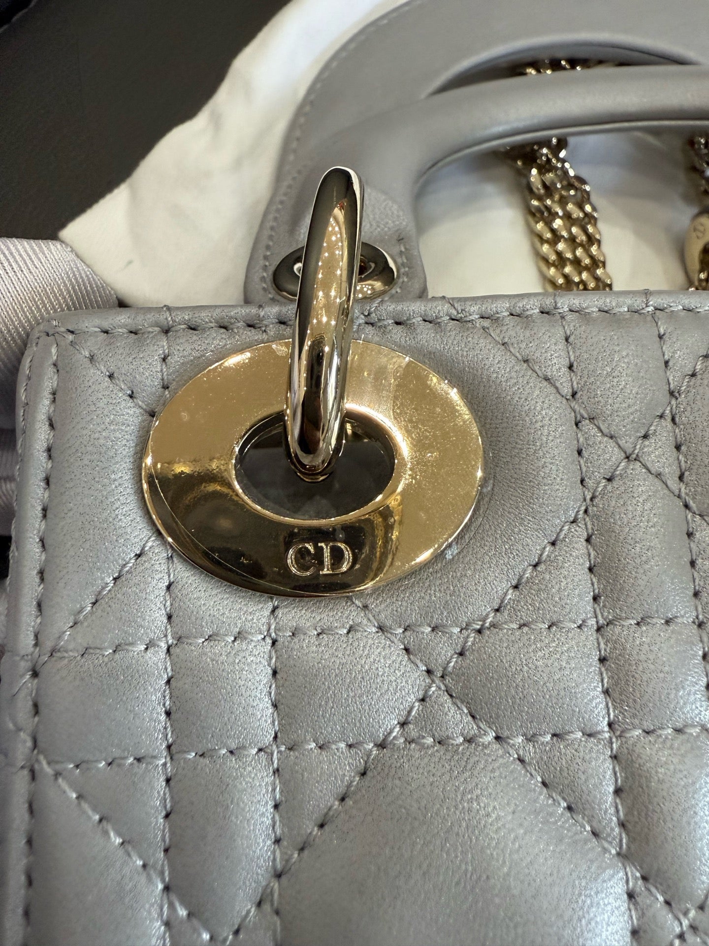 Dior - Lady Dior Mini - Lambskin leather - Grey - (mini)