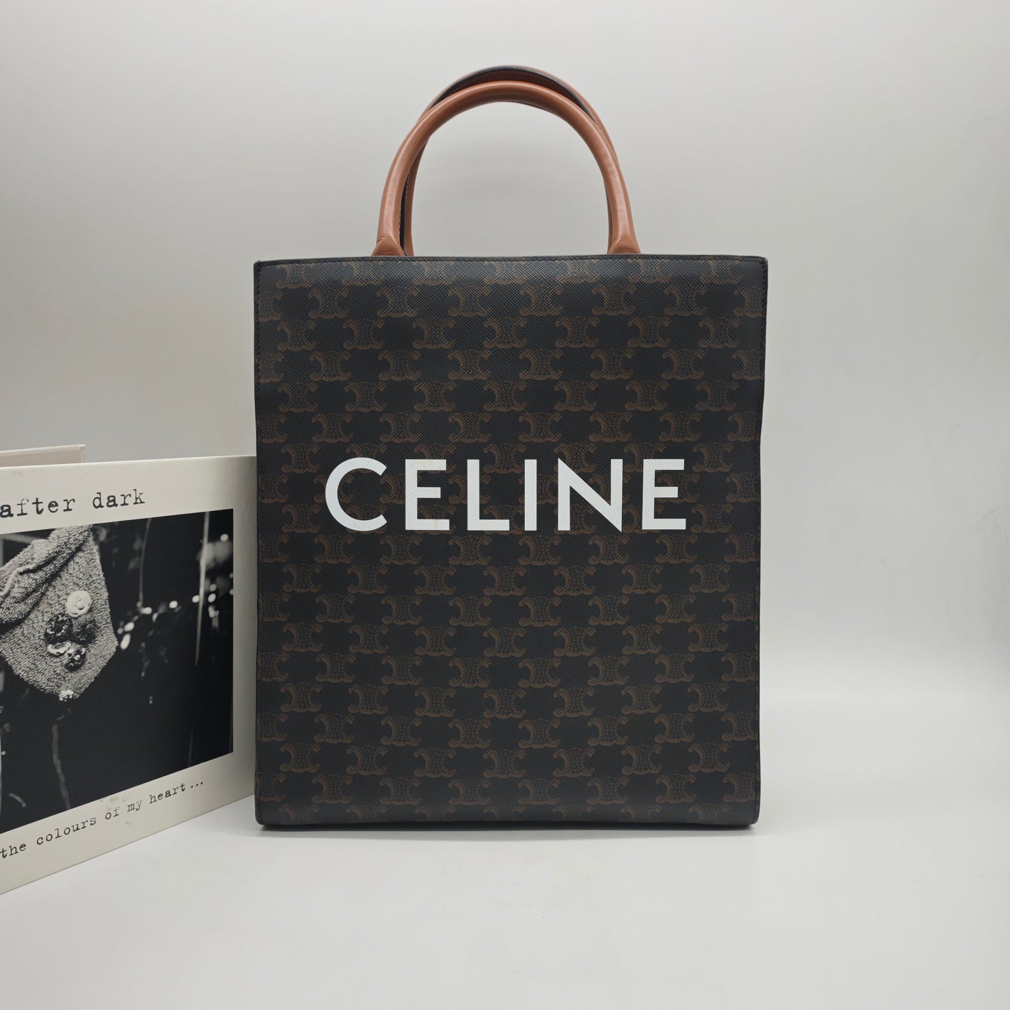 Celine - Triomphe Vertical Cabas Tote - Coated Canvas and Leather - Brown - (medium)