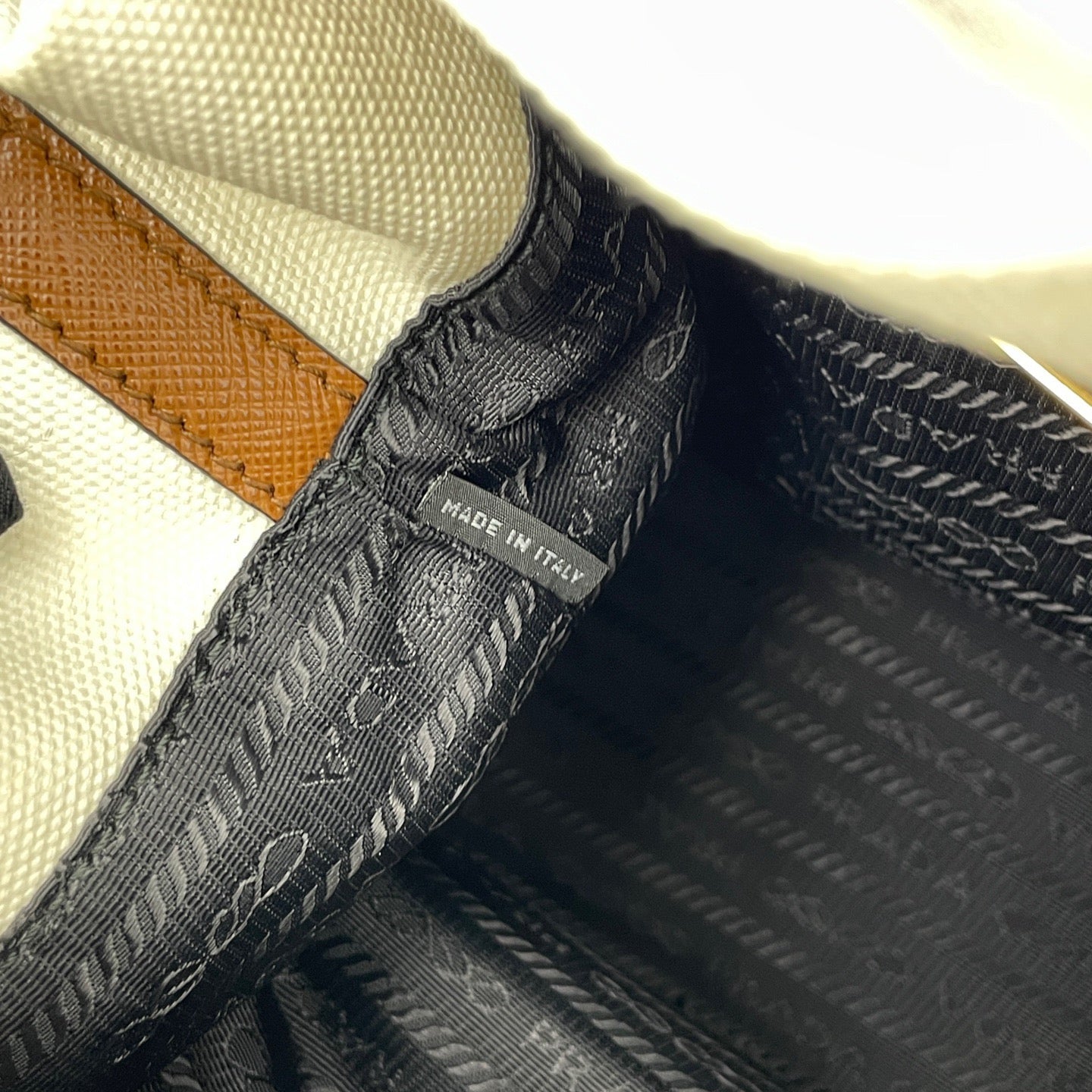 Prada - Rattan Canvas Bucket Bag - Canvas, Wicker, Saffiano Leather - White - (Medium)