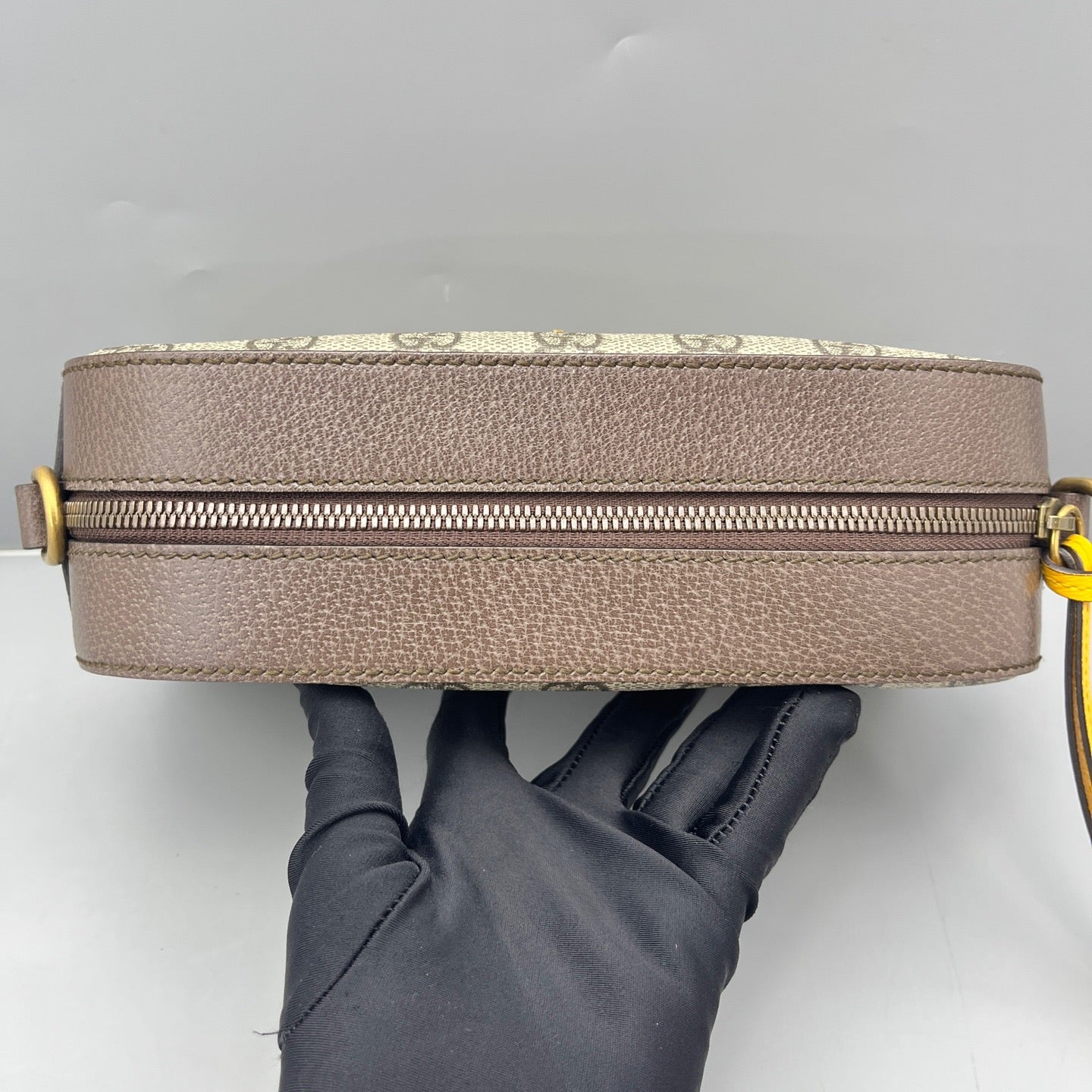 Gucci - Tiger Head Camera Bag - GG Supreme coated canvas with grained leather trim and textile lining - Ebony/Brown with Beige Monogram and Green/Red/Yellow accents - (Small)