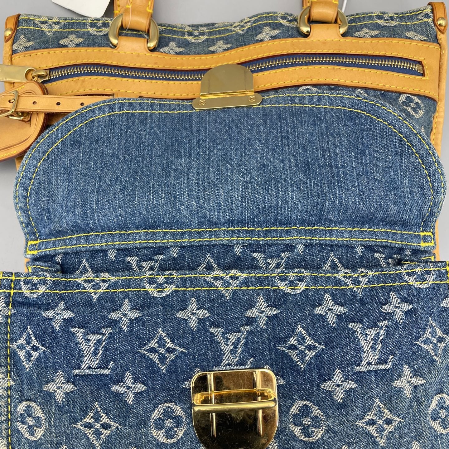 Louis Vuitton - Musical Score Tote Bag - Monogram Denim, Vachetta leather - Blue - (Medium)
