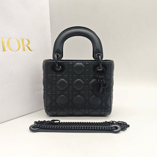 Dior - Lady Dior - Matte lambskin leather - Black - (mini)