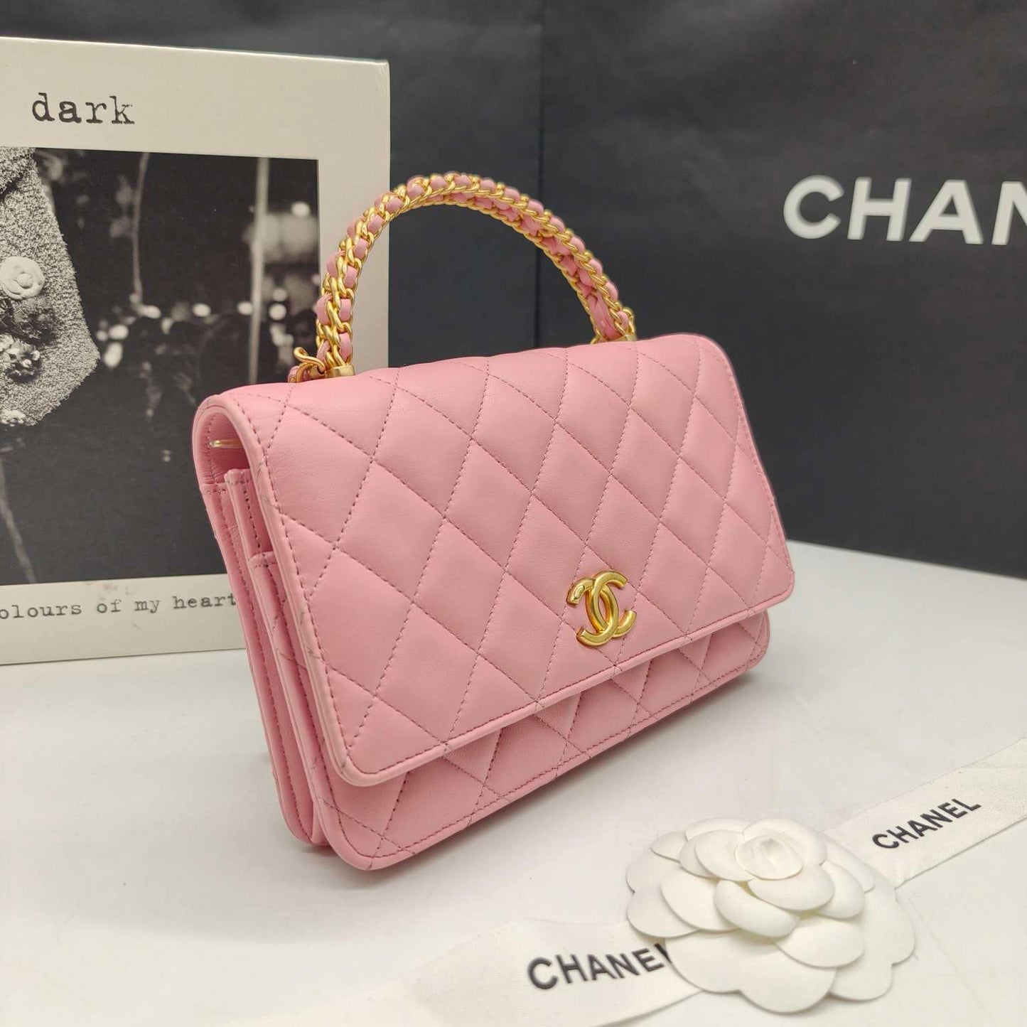 Chanel - 22K WOC with Top Handle Chain Bag - Lambskin leather - Pink - (mini)