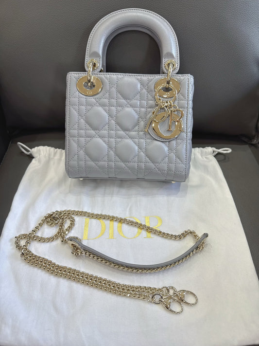 Dior - Lady Dior Mini - Lambskin leather - Grey - (mini)