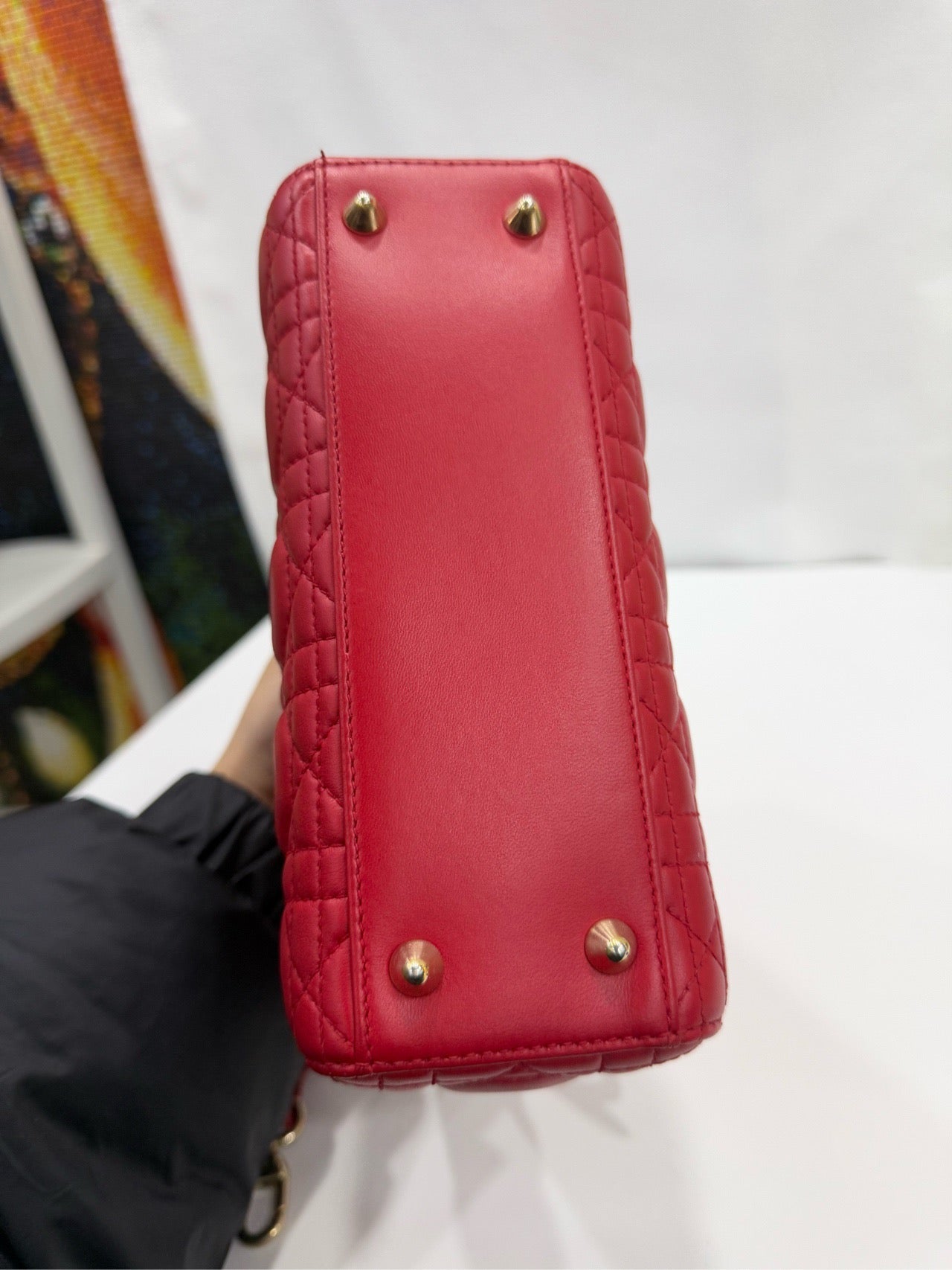 Dior - Lady Dior Mini with Badge Strap - Lambskin leather - Red - (mini)
