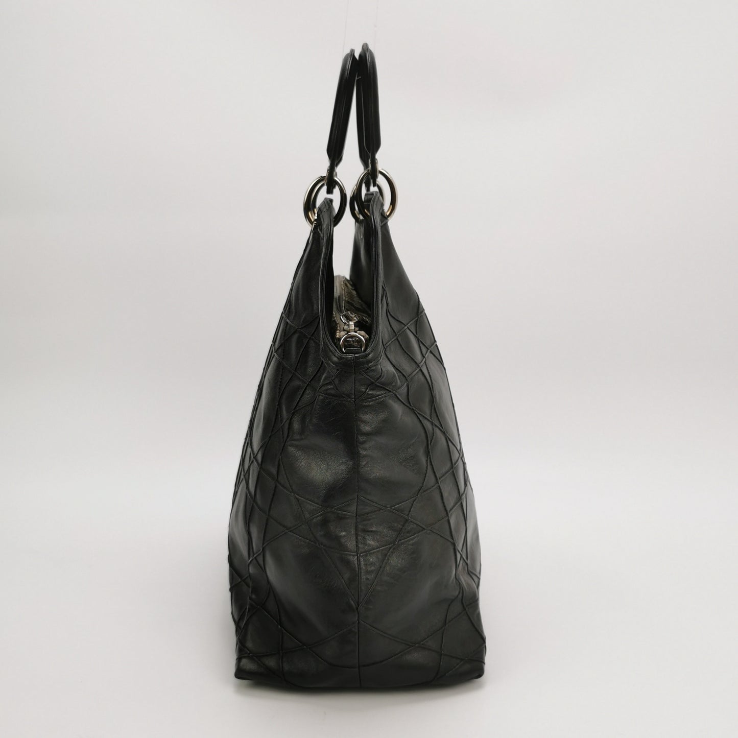 Dior - Diorissimo Tote with Cannage Stitching - Leather - Black - (large)