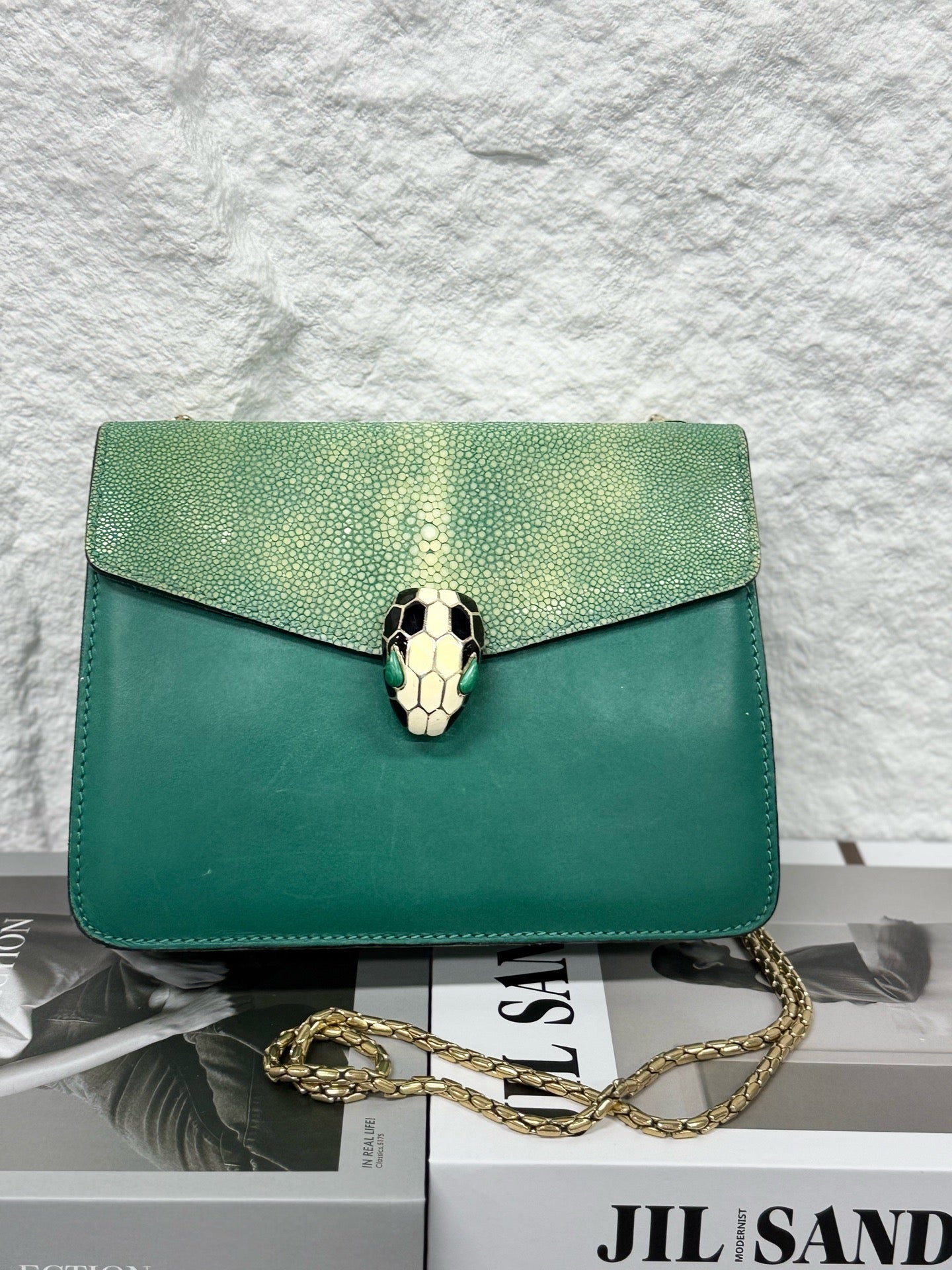Bvlgari - Serpenti Forever Chain Bag - Stingray skin and calfskin leather - Green - (mini)