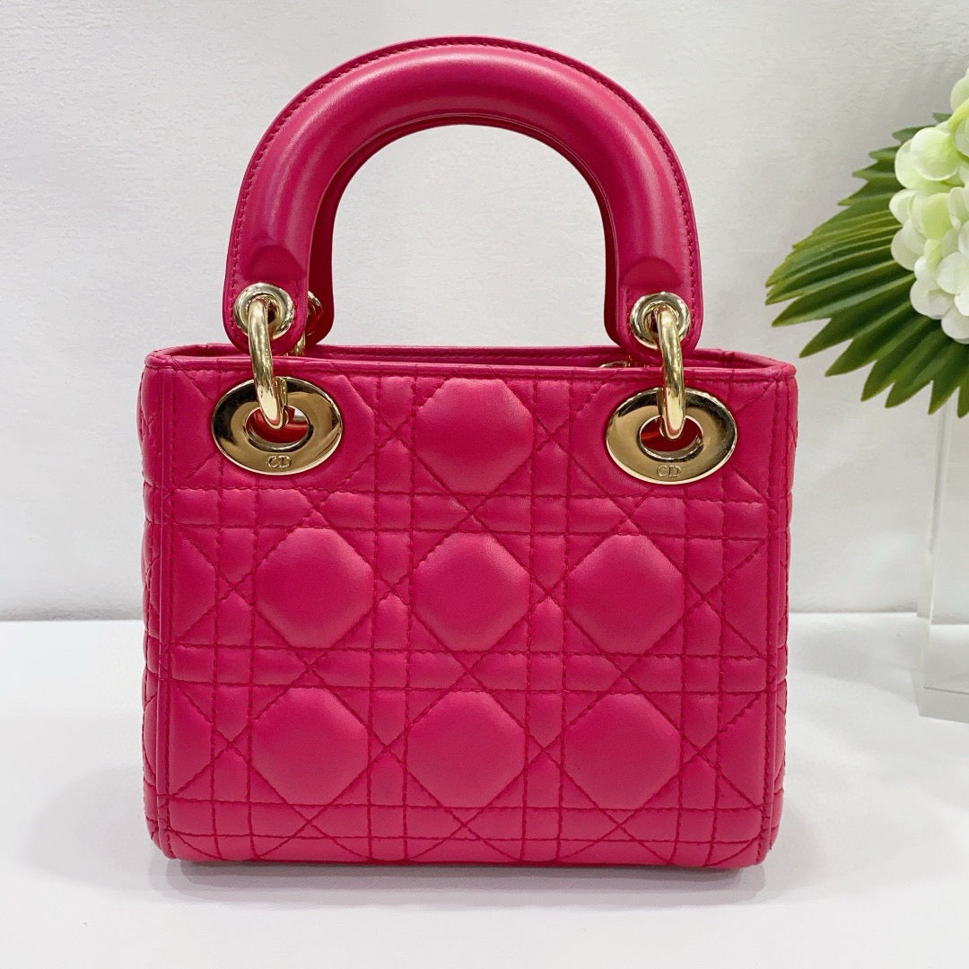 Dior - Lady Dior Mini - Lambskin leather - Pink - (Mini)