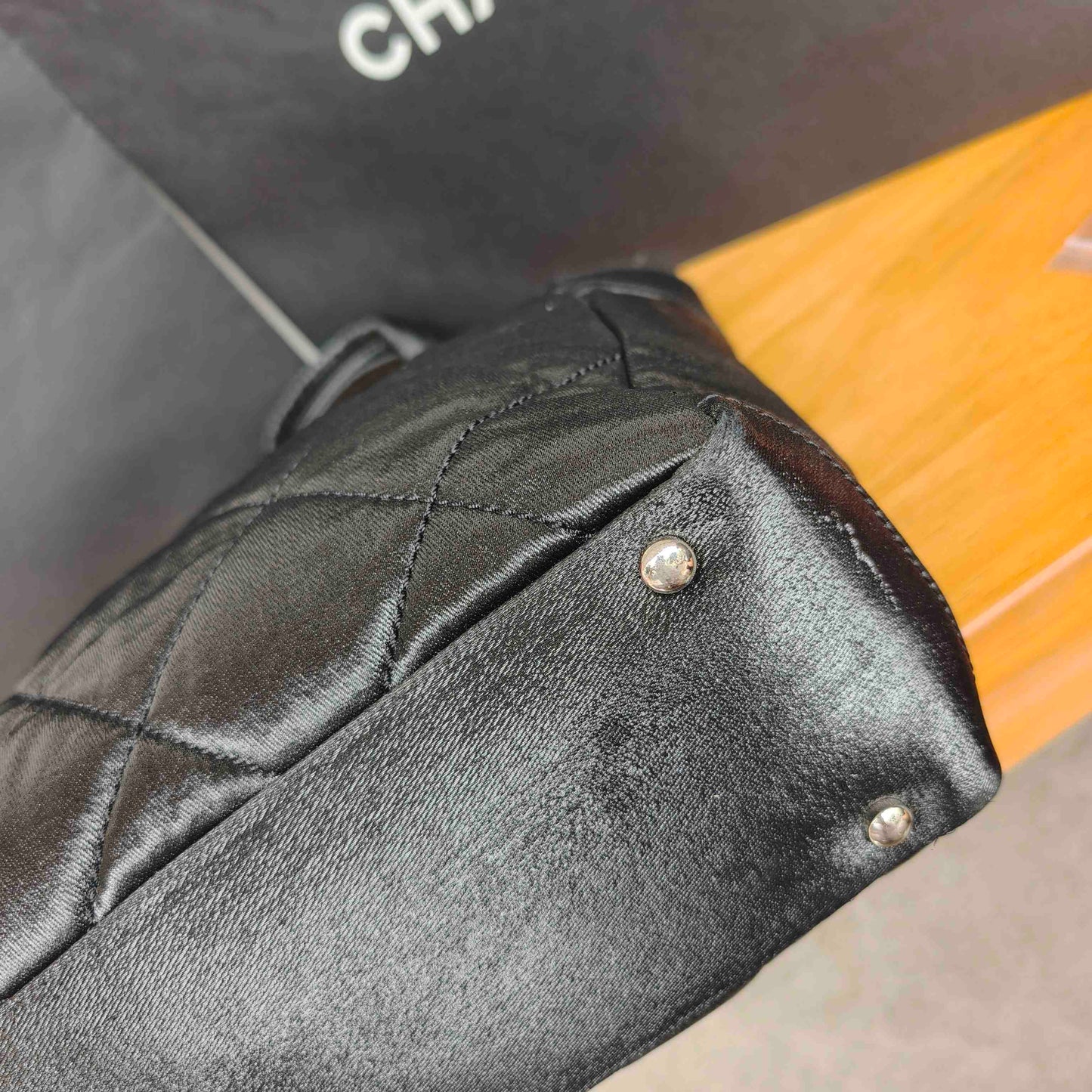 Chanel - Quilted Goatskin and Coated Canvas Tote Bag - Goatskin leather and coated canvas - Black with Silver-Tone Hardware - (Medium)