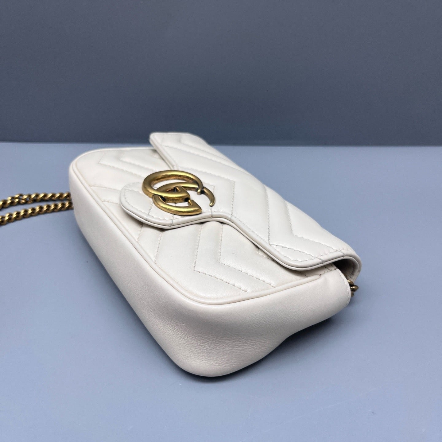 Gucci - GG Marmont Mini Chain Bag - Leather - White - (mini)