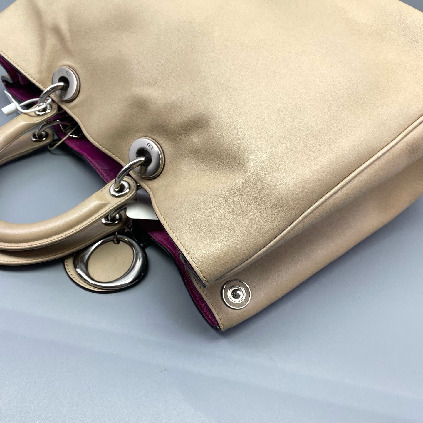 Dior - Dior VIP Tote - Calfskin leather - Beige with Fuchsia interior lining - (large)