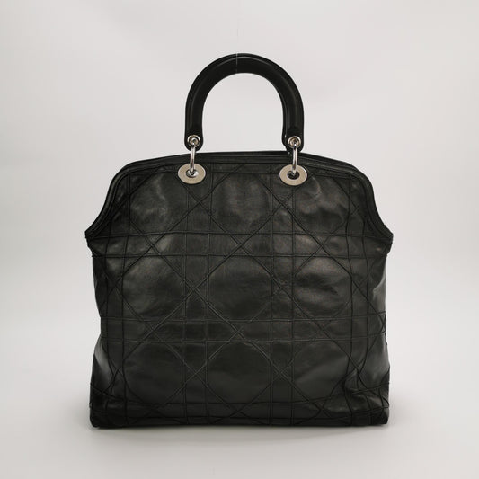 Dior - Diorissimo Tote with Cannage Stitching - Leather - Black - (large)