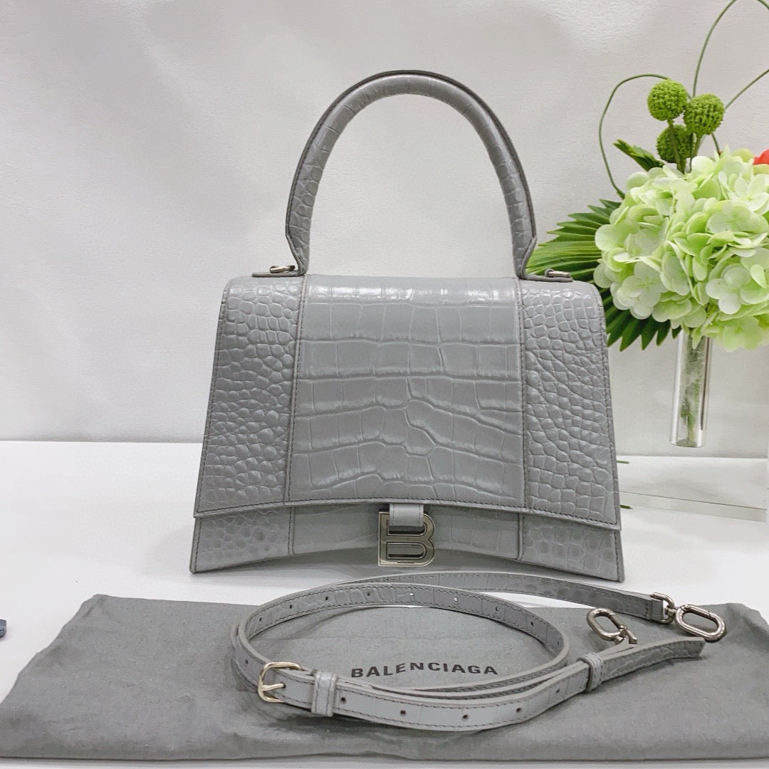 Balenciaga - Hourglass Top Handle Bag - Leather - Grey - (large)