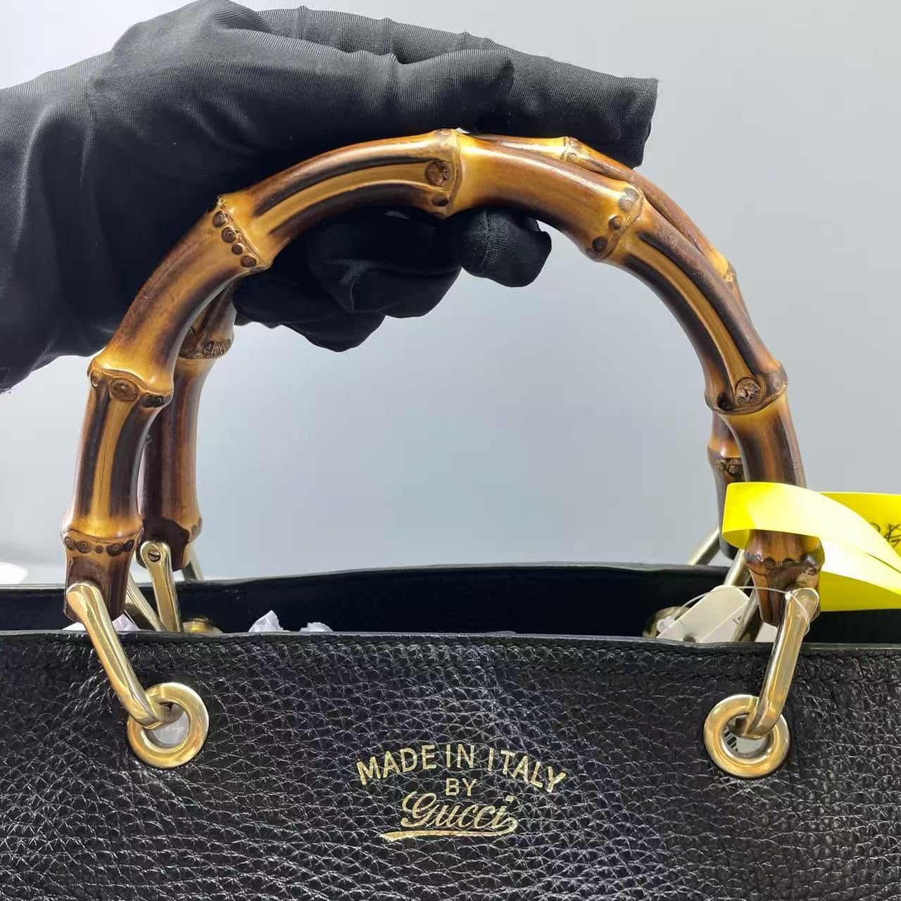 Gucci - Bamboo Handle Tote - Grained leather - Black - (Medium)