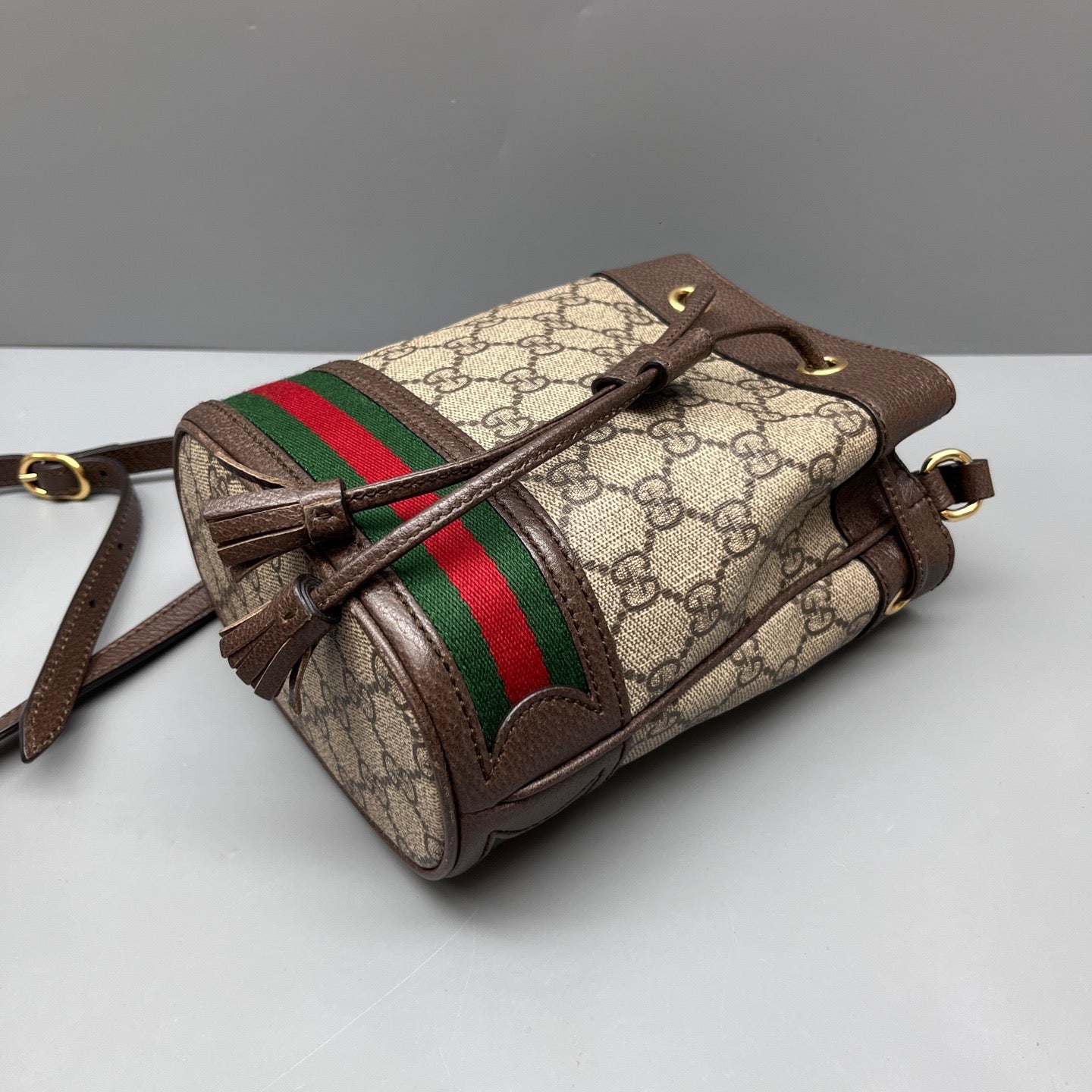 Gucci - Ophidia Mini Bucket Bag - GG Supreme canvas with leather trim - Brown - (mini)
